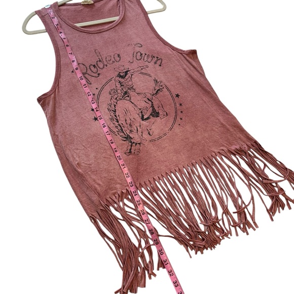 L Fringe Western "Rodeo Town" Tank Top Shirt - Picture 9 of 9
